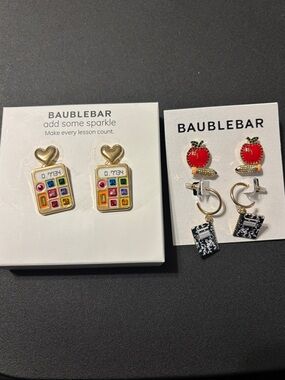 BaubleBar Gold-Tone Multicolor Calculator Earrings & School Days Earrings.